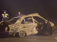 На Кубани водитель Hyundai сгорел в ДТП