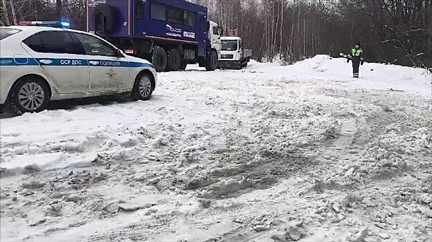 В Пензенском районе большегруз MAN вызволили из снежного плена