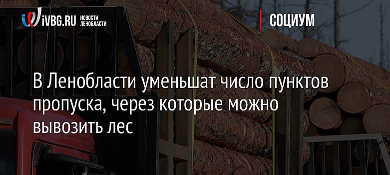 В Ленобласти уменьшат число пунктов пропуска, через которые можно вывозить лес