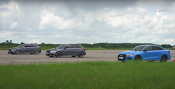 Все поколения Audi RS 3 свели в дрэг-рейсинге