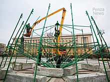 В Пензе на площади Ленина начат монтаж искусственной елки