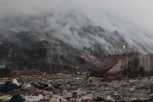Нью-Дели окутало дымом от пожара на мусорной свалке