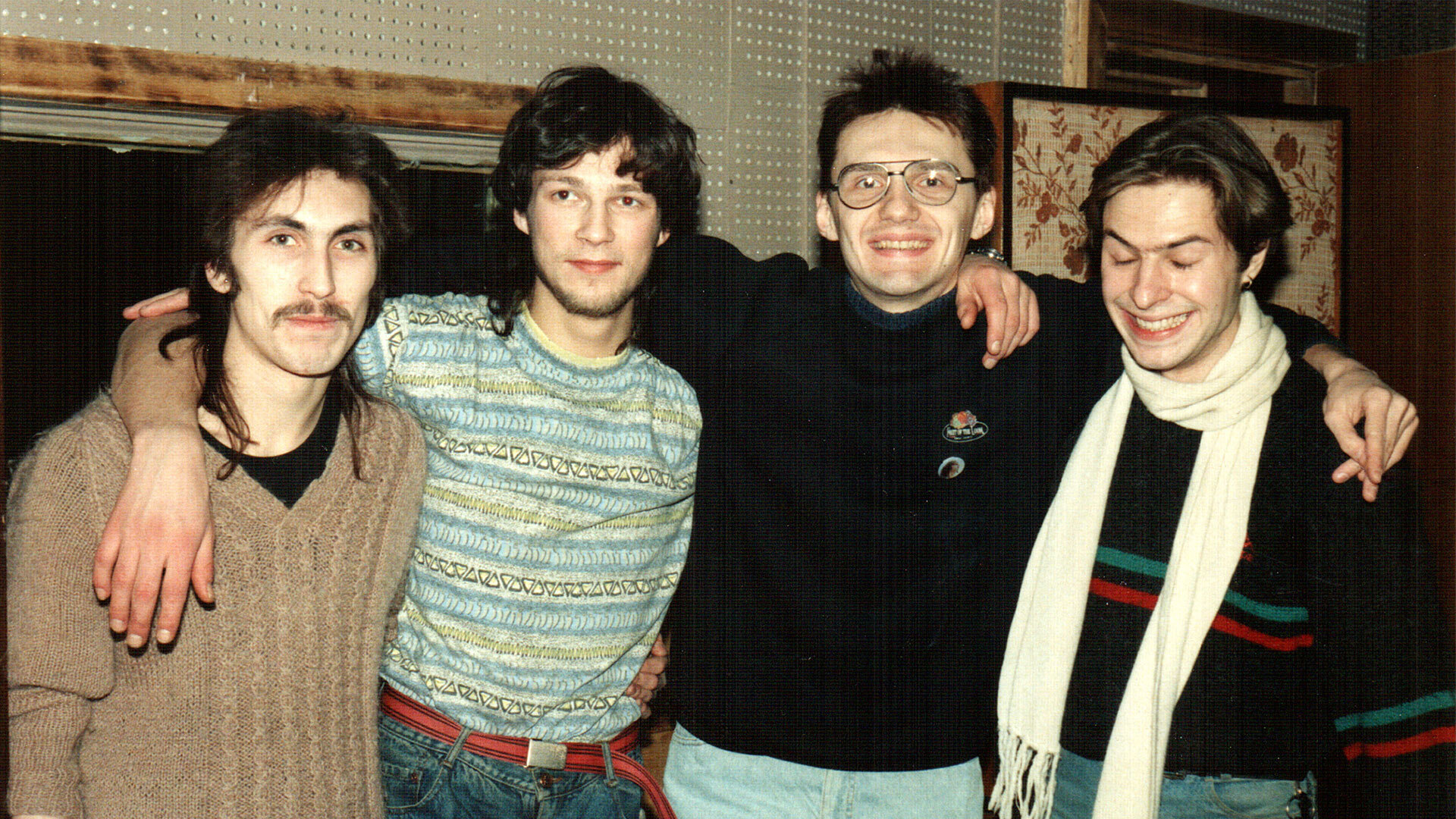Группа «Ноль» (Алексей Николаев, Федор Чистяков, Дмитрий Гусаков, Георгий Стариков) на репетиции, 1991 год