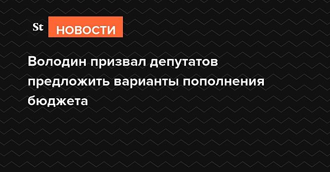 Володин призвал депутатов предложить варианты пополнения бюджета
