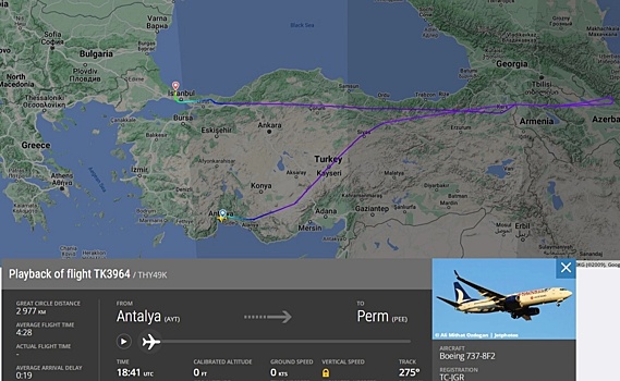Рейс из Антальи в Пермь неожиданно отправился в Стамбул