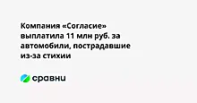 Компания «Согласие» выплатила 11 млн руб. за автомобили, пострадавшие из-за стихии