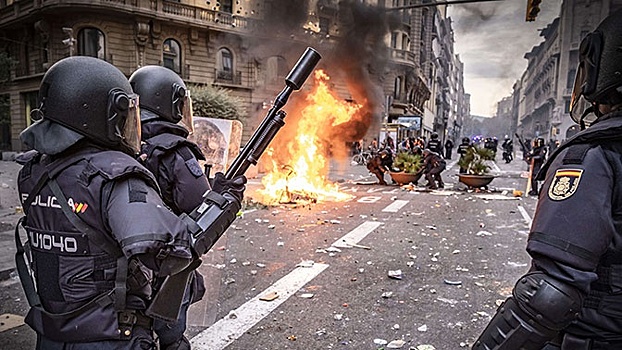 В Барселоне полиция применила резиновые пули