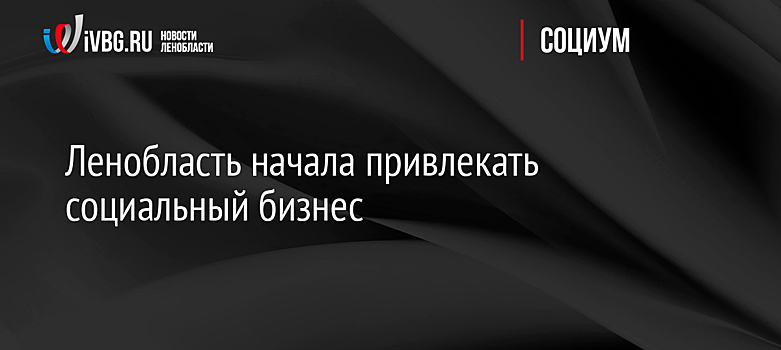 Ленобласть начала привлекать социальный бизнес