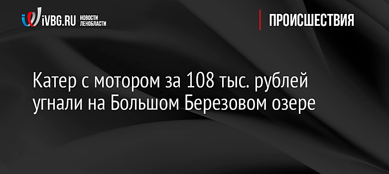 Катер с мотором за 108 тыс. рублей угнали на Большом Березовом озере