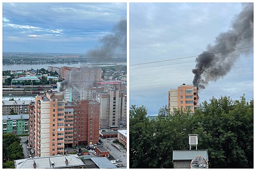 В Новосибирске сгорели балконы в здании СибПроектНИИ на Ленина, 94