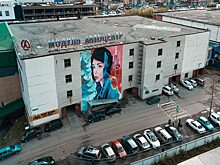 В Тюмени на стене разместили 15-ти метровый стрит-арт «Взгляд в прошлое»