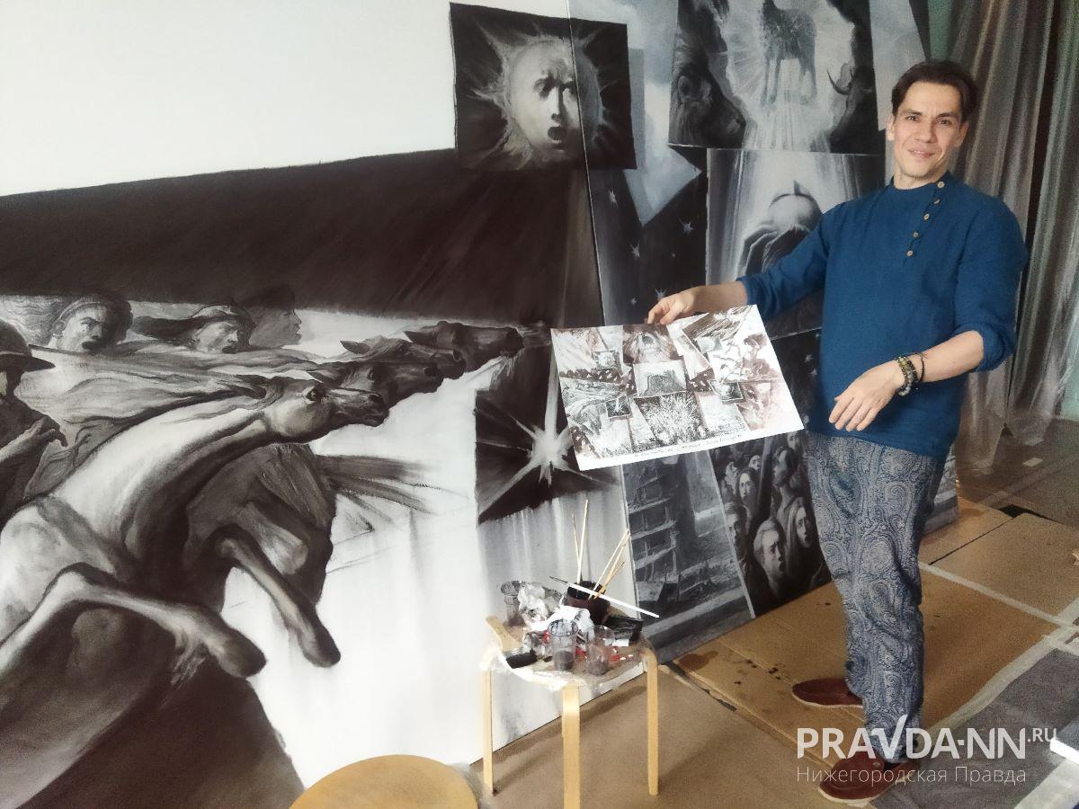 Столичный художник Егор Кошелев создаёт серию картин в художественном музее