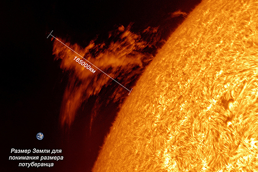 Гигантский протуберанец запечатлел новосибирский астрофотограф Поляков