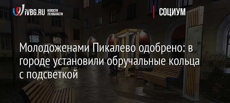 Молодоженами Пикалево одобрено: в городе установили обручальные кольца с подсветкой