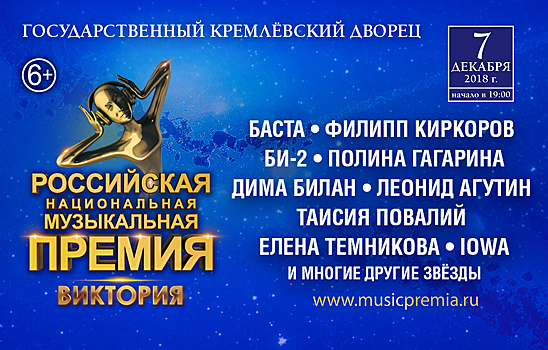 Российская национальная музыкальная премия «Виктория» выберет лучших