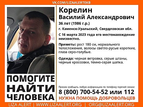 В Свердловской области пропал 36-летний мужчина