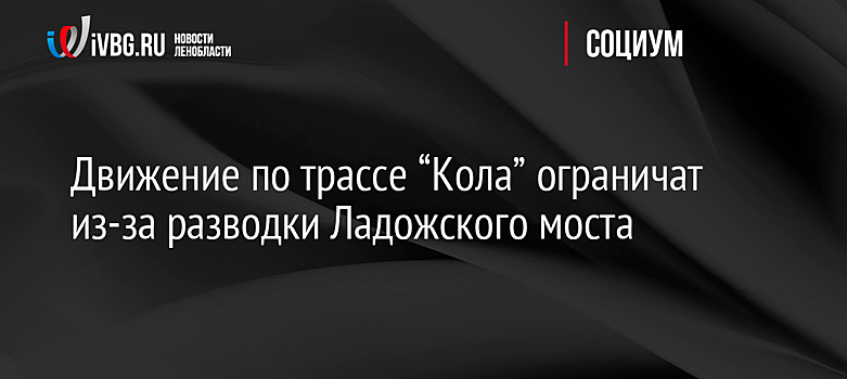 Движение по трассе “Кола” ограничат из-за разводки Ладожского моста