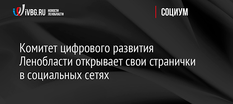 Комитет цифрового развития Ленобласти открывает свои странички в социальных сетях