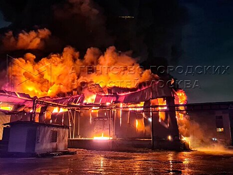 На юге Москвы тушат крупный пожар