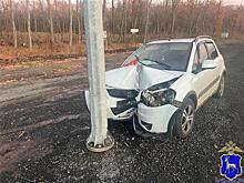 В Самаре автомобиль Suzuki врезался в столб, пострадали женщина и ребенок