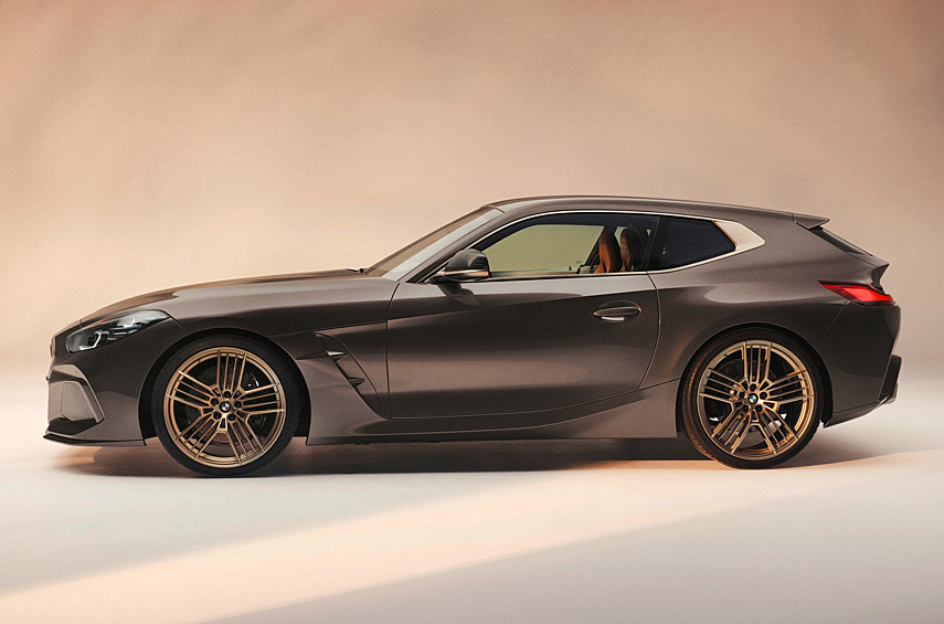 Внешность вдохновлена моделями 328 Touring Coupe (триумфатор Mille Miglia 1940 года) и 02 Series 70-х. Кузов выкрашен в колер Sparkling Lario, сочетающийся с серебристо-бронзовыми акцентами и созданной для новинки радиаторной решёткой с двойными полосками.