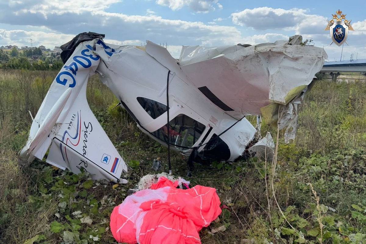 Самолет рухнул рядом с трассой в Подмосковье