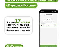Более 17 млн раз водители пополнили парковочный счет без комиссии в приложении «Парковки России»