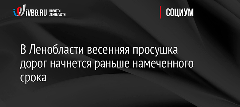 В Ленобласти весенняя просушка дорог начнется раньше намеченного срока