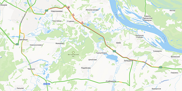 Пробка длиной в 18 км образовалась на трассе в Нижегородской области