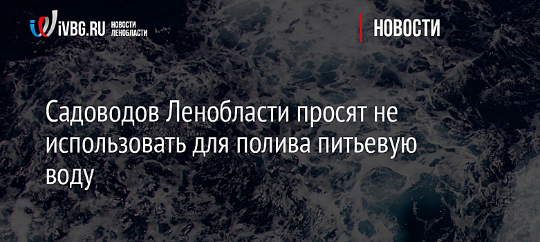 Садоводов Ленобласти просят не использовать для полива питьевую воду