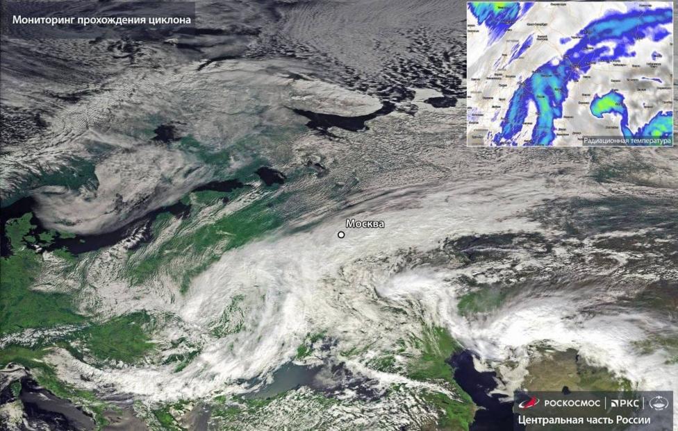 Роскосмос показал заснеженную Москву со спутников