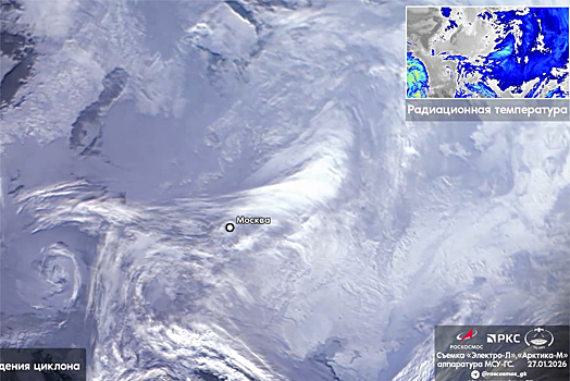 Заваливший Москву снегом циклон показали на видео из космоса