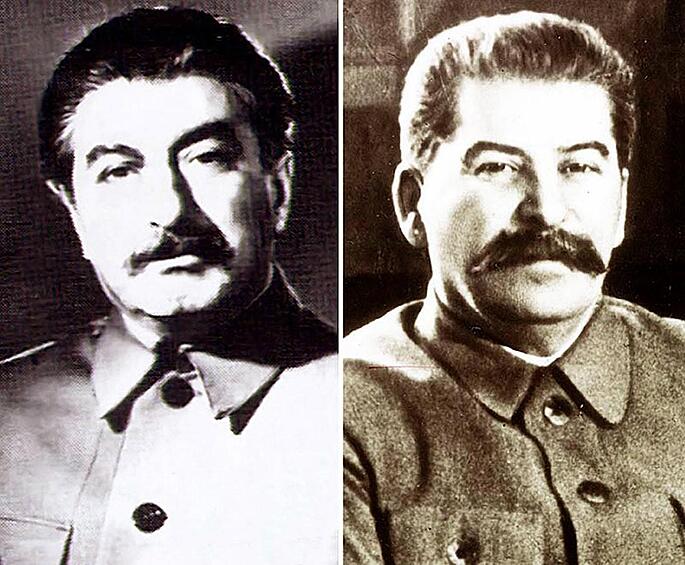Иосиф Сталин (справа) и его двойник Феликс Дудаев.  