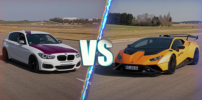 700-сильный BMW 1-Series сравнили в гонке с Lamborghini Huracan STO