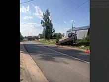 Машина опрокинулась после ДТП в Кстовском районе