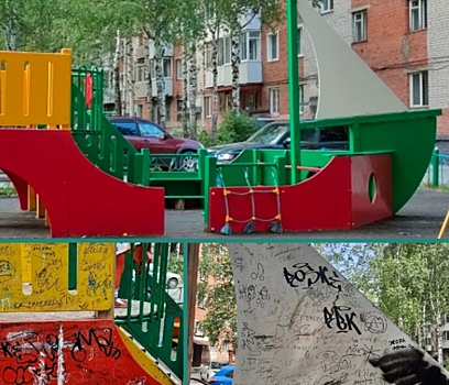 Неизвестные испортили детские площадки в кузбасском городе