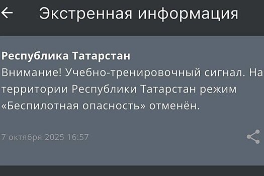 В Татарстане отменили учебно-тренировочный режим "Беспилотная опасность"