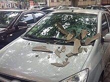 В Голышманово шифер обвалился с магазина и разбил автомобиль