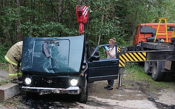 В Рязанской области подняли из воды автомобиль с трупом внутри