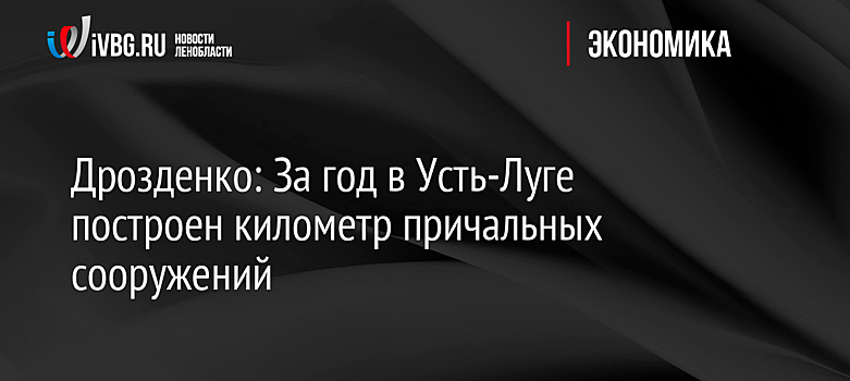 Дрозденко: За год в Усть-Луге построен километр причальных сооружений