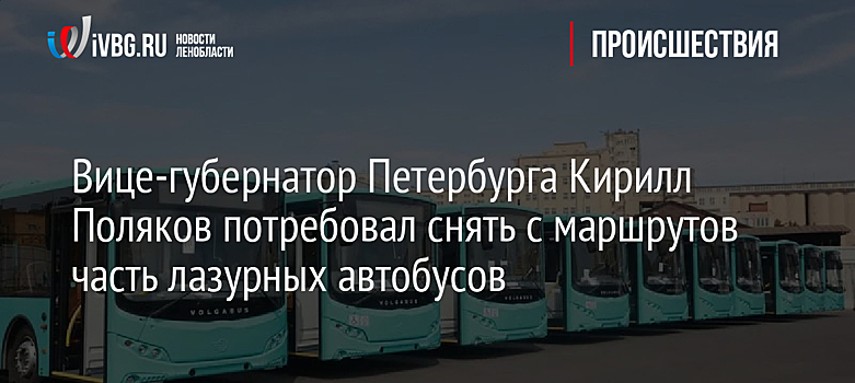 Вице-губернатор Петербурга Кирилл Поляков потребовал снять с маршрутов часть лазурных автобусов