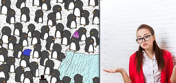 Мужчина нарисовал более сотни пингвинов, нужно найти среди них чашку кофе за 20 секунд. Но 15 птиц «цепляют» взгляд и не дают это сделать