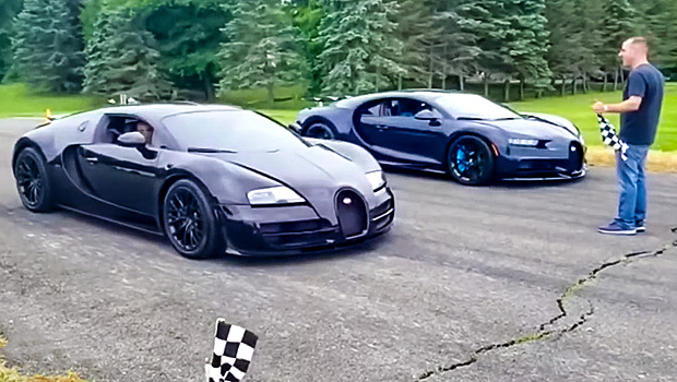 Такой дрэг-битвы еще не было: Bugatti Chiron против Veyron SS