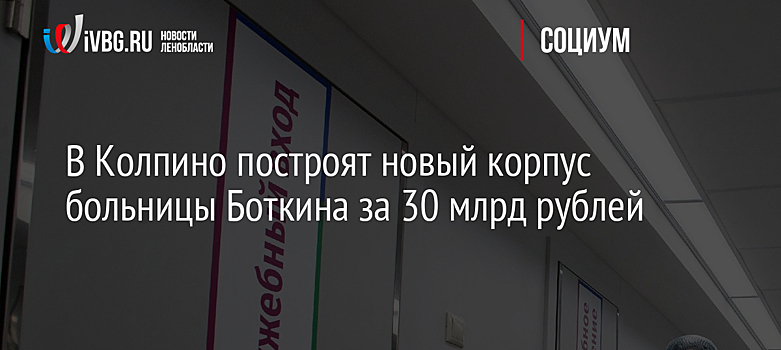 В Колпино построят новый корпус больницы Боткина за 30 млрд рублей