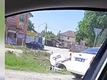 В Краснодаре машина ДПС вылетела в кювет