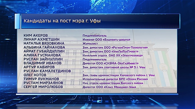 Почти 30 кандидатов претендуют на должность мэра Уфы