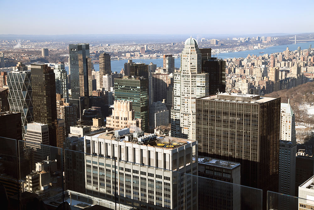 Смотровая площадка Top of the Rock, Рокфеллер-центр, Нью-Йорк, США, Северная Америка и Карибы