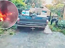 Российские бойцы уничтожили пикап с дронами ВСУ и запчастями к ним