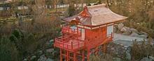 В парке Галицкого установили японские домики в саду восходящего солнца