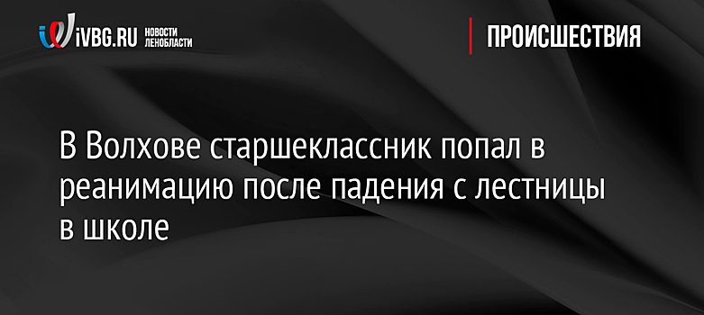 В Волхове старшеклассник попал в реанимацию после падения с лестницы в школе